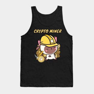 Funny white cat is a Crypto Miner Tank Top